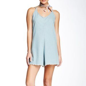 NWT Pistola Lily Chambray Halter Romper Blue Sz S
